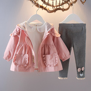 1-3岁女宝宝秋季套装，2女童装韩版婴儿，衣服春秋季小女孩外套三件套