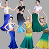儿童傣族舞蹈服女孔雀舞演出服弹力修身舞蹈上衣渐变色大摆练习裙