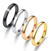 跨境时尚开口情侣戒指 微镶锆石指环 简约韩版不锈钢镶钻戒指