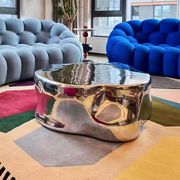 意式轻奢高级感客厅异形茶几罗奇堡设计师艺术感不锈钢组合咖啡桌