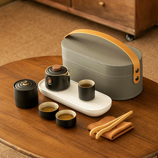 粗陶旅行茶具套装便快客杯便携泡茶器一壶三杯随身泡茶壶定制LOGO