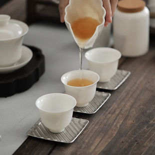 博为功夫茶杯陶瓷德m化羊脂玉瓷茶具品茗杯喝茶杯云雨白瓷茶杯6个