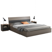 床现代简约1.8米板式床榻榻米实双人木床1.5主卧经济型高箱储