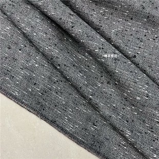 日本进口烟灰色雪花，编织羊毛小香风粗纺西装，马甲裤子手工服装布料