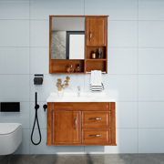 法蒽莎简欧中式橡木，浴室柜组合卫生间，陶瓷洗手盆洗脸池实木卫浴柜