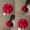 吉普红玫瑰 浪漫法式复古蕾丝布艺花朵发夹 小众仙气质港风刘海夹