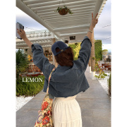 thelemon柠檬绿茶短外套，单排扣牛仔布常规，宽松型2024年春季单件