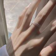 S925纯银蕾丝爱心戒指女设计感简约时尚个性尾戒开口可调节食指环