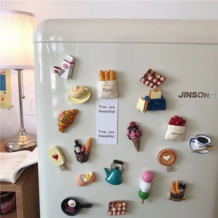 创意3d冰箱贴仿真食物可爱磁力，贴留言贴磁性，贴装饰立体树脂磁铁贴