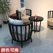 新中式家具 铁艺沙发餐桌椅组合咖啡厅桌椅 靠背圈椅布艺沙发椅