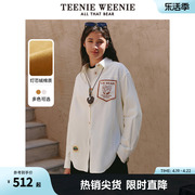 teenieweenie小熊春装学院风，气质灯芯绒衬衫长袖，衬衣上衣女装