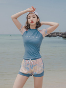韩国ins泳衣女分体浮潜潜水服温泉短袖游泳装保守遮肚显瘦裙