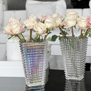 IL汀黛璀璨水晶玻璃透明幻彩平底四方桌面装饰花瓶