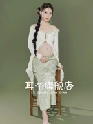 影楼孕妇拍照服装复古中国风，旗袍中式古风孕妈旗袍，艺术照摄影礼服