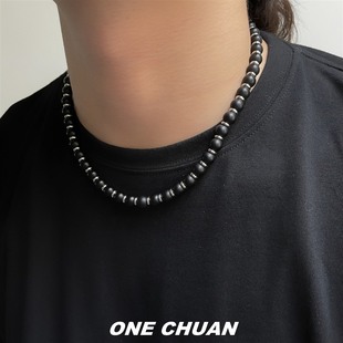 chuan原创玛瑙石项链男女欧美ins中性，风轻奢小众，高级感情侣锁骨链