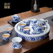 高档青花瓷茶具套装家用简约中式景德镇高档陶瓷功夫茶杯茶壶茶盘