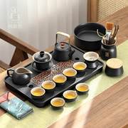 尚言坊 整套茶杯黑陶功夫茶具套装盖碗家用办公茶盘粗陶瓷泡茶壶
