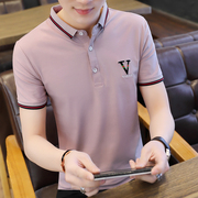 夏季男装短袖t恤有带领青年休闲polo衫，纯棉半袖丅桖韩版上衣服潮