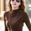 纯棉打底衫女半高领长袖t恤女2025春秋新款中领洋气黑色内搭上衣