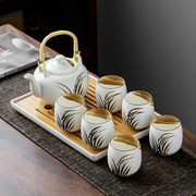 中式陶瓷茶具套装家用提梁壶泡茶壶茶杯一套现代简约办公室1壶6杯