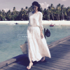 真丝棉白色连衣裙蕾丝公主裙设计感小众海边度假沙滩仙女长裙子女