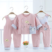 宝宝套装婴儿背带，三件套薄棉小孩外穿婴儿，衣服秋冬0-1岁棉服
