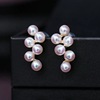 diy珍珠配件s925纯银，葡萄耳钉空托金色，银色银饰耳环3-4mm圆珠