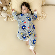 睡袋秋冬款儿童恐龙睡衣冬季珊瑚绒婴儿防踢被牛奶绒加厚宝宝衣服
