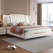皮床现代简约1.8米双人床轻奢主卧高端大气实木，储物互不打扰软床
