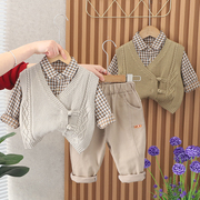 韩系男童春装套装1一3岁洋气，男宝宝婴，儿童衣服春秋季小童三件套潮