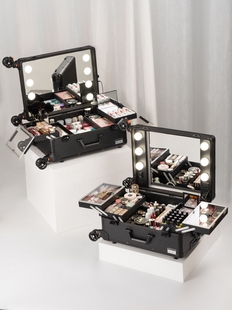 22寸带灯专业化妆箱跟妆师专用拉杆彩妆箱工具高级多层镜子化妆品