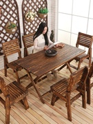 庭院户外碳化防腐木桌椅组合民宿，阳台实木质餐桌，休闲露天露台花园