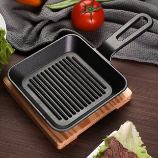方形铸铁烤盘电磁炉家用不粘烤肉，盘韩式煎锅，铁板烧商用餐厅牛排盘