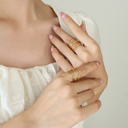 素圈铜材质环形手指环个性潮流弹簧戒指多圈多环跨境外贸时尚手饰