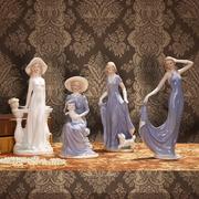 现代欧式家居人物装饰品客厅酒柜摆件陶瓷器工艺品西洋女结婚礼物