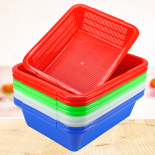 收纳塑料筐菜篮子框长方形厨房蔬菜家用大号沥水洗菜筛镂空整理