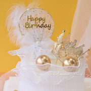 蛋糕装饰金色树叶带钻精致银色叶子水晶奢华生日蛋糕摆件