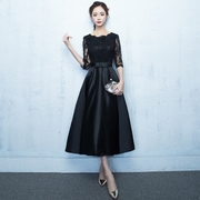小晚礼服裙2023黑色中长款气质，名媛高贵宴会连衣裙女平时可穿