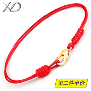 手工编织黑红绳手链手绳穿3D硬金转运珠串珠绳子男女款蜡皮绳手环