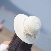 宽沿渡假女童便携式洋气卡其色百搭款流行潮流草帽女海边编织帽