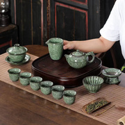 龙泉青瓷铁胎绿冰陶瓷功夫茶具套装开片冰裂釉盖碗茶杯家用泡茶