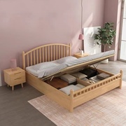 北欧实木床现代简约1.8米单双人床1.5米气压，高箱床主卧抽屉储物床