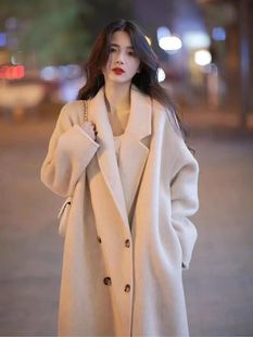 双面羊毛大衣女长款过膝今年流行茧型韩系温柔风气质双面羊毛外套