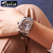 香港savina皮带手表，女时尚潮流大表盘女表镶钻防水石英表休闲腕表