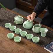 晨翔汝窑茶具套装家用冰裂简约客厅中式功夫茶壶盖碗茶杯喝茶泡茶
