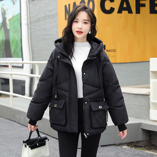 羽绒棉服女短款2023年冬季韩版宽松棉衣，外套加厚带帽子小棉袄