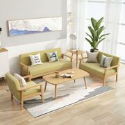 实木布艺沙发出租房茶几组合简易小户型客厅办公沙发2024