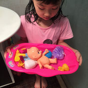 宝宝戏水玩具小浴盆儿童仿真过家家婴儿水上洗澡娃娃