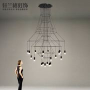 北欧创意线条吊灯美式现代时尚客厅灯具，个性咖啡厅led节能线吊灯