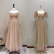 《北京出租》高级仙女风气质，伴娘服2023金色，礼服裙法式连衣裙